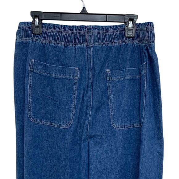 New American Eagle Womens Medium Stretch Drawstring Waist Blue Denim Pants - Picture 4 of 5